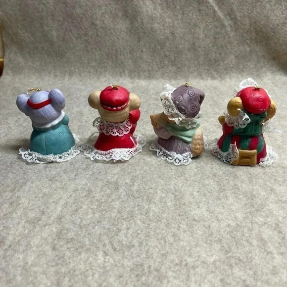 JASCO Caring Critters CHIMERS Porcelain Bell Vintage Christmas Ornament Lot of 4 - Picture 2 of 13